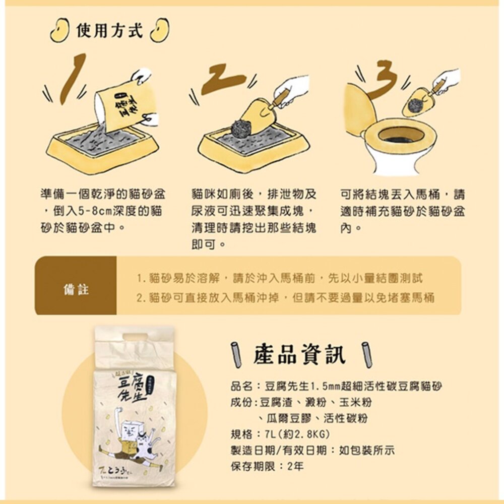 豆腐先生 豆腐砂 豆腐貓砂 活性碳豆腐砂 臭味滾 貓砂 豆腐砂 貓砂 砂子毛掌櫃寵物店-圖片-6