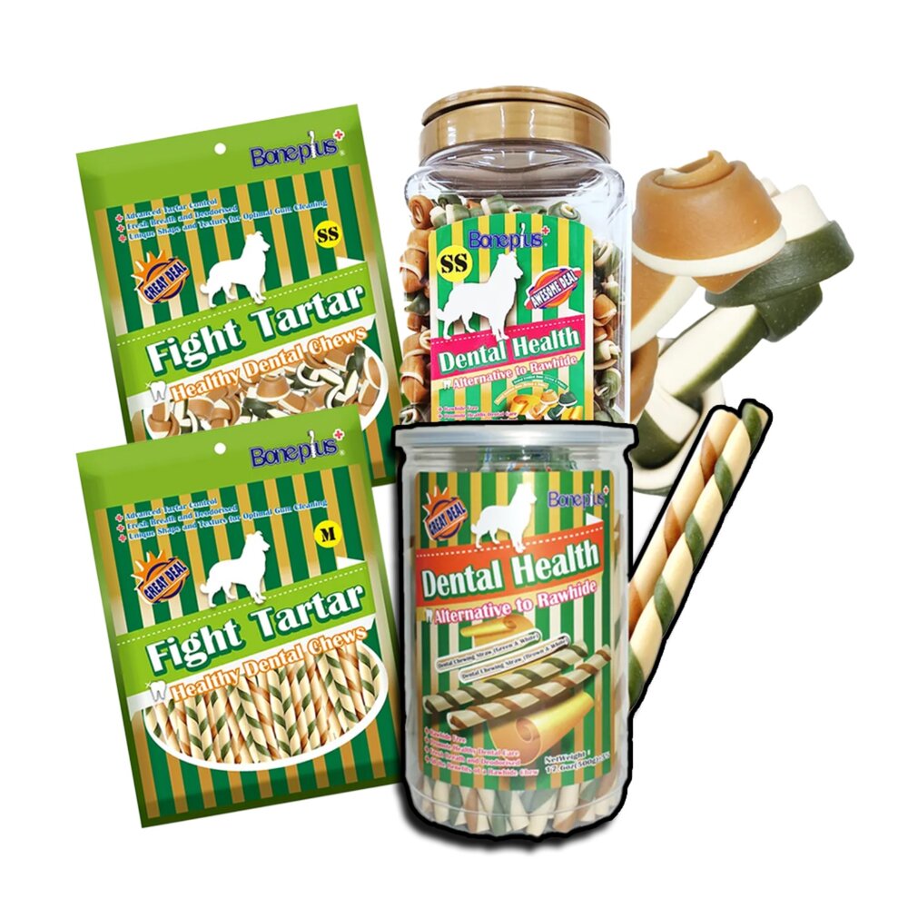 6043409945-買1送2 Boneplus BP綜合雙色軟笛酥 軟笛酥 潔牙骨 打結骨 磨牙 耐咬棒 潔牙骨 狗零食毛掌櫃寵物店