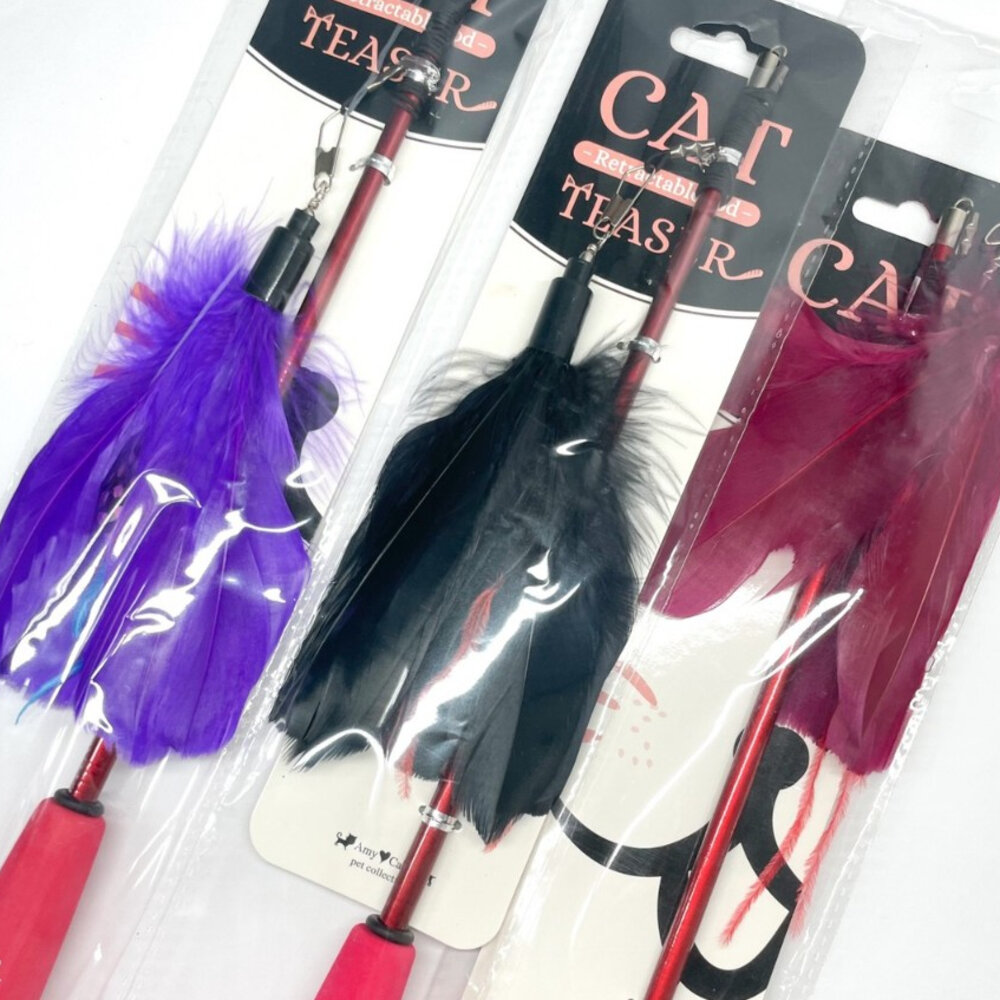 6256037095-寵愛物語-Amy Carol 花朵羽毛《伸縮吊桿逗貓棒》貓玩具毛掌櫃寵物店