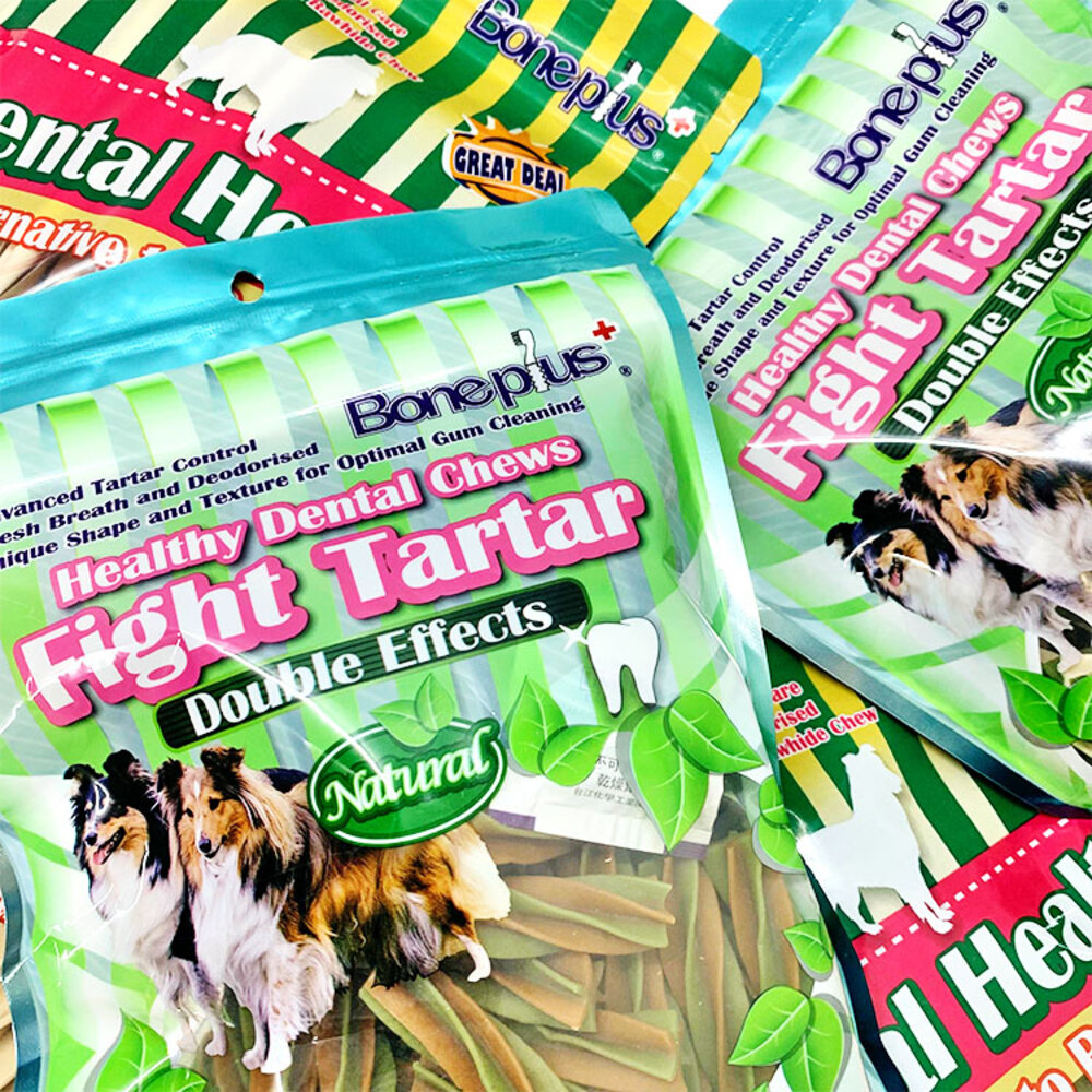 7267922698-BonePlus 潔牙骨 袋裝 雙刷 綜合雙色 起司草本 薄荷草本 磨牙 狗零食毛掌櫃寵物店