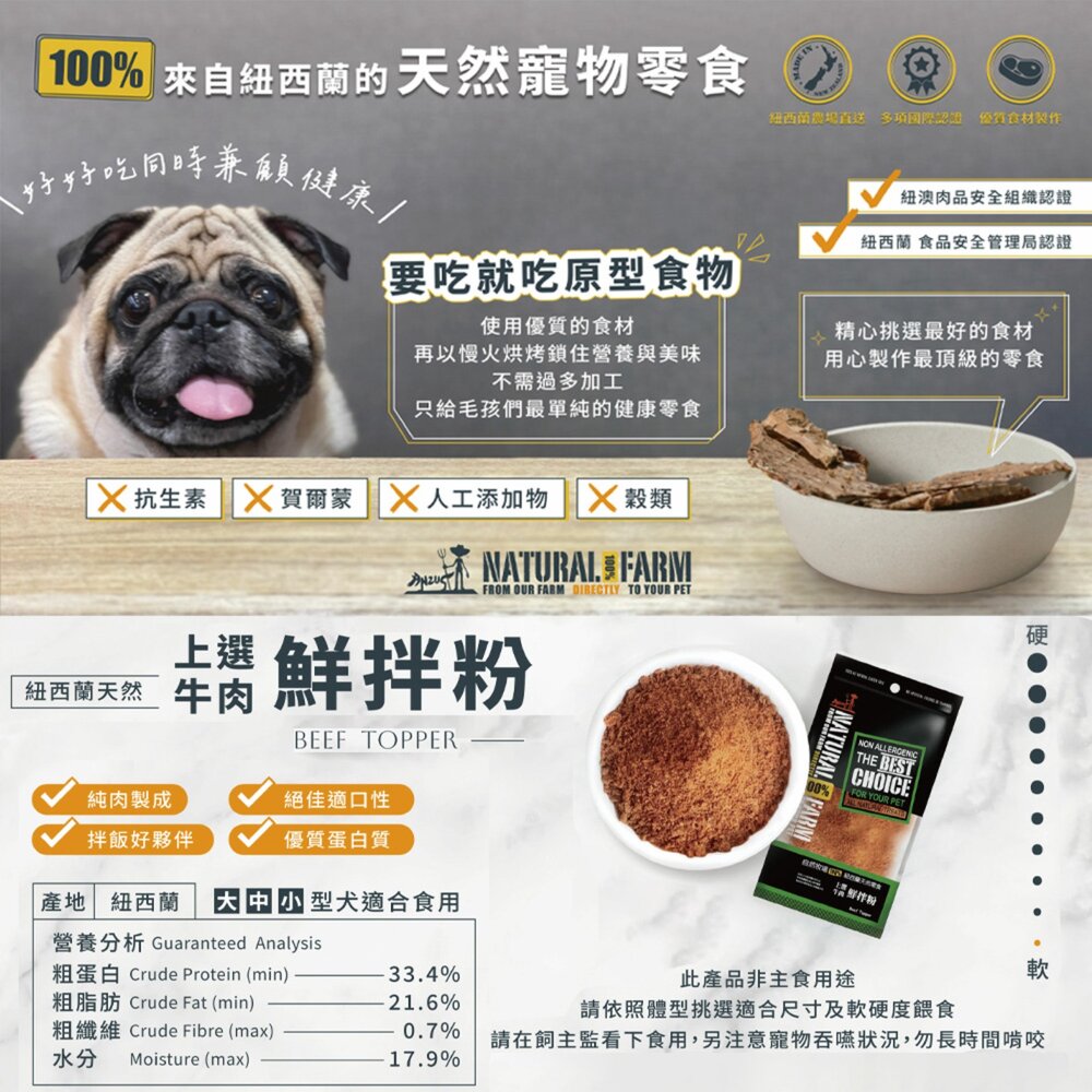 自然牧場 佐餐粉 鮮拌粉 寵物肉鬆 肉鬆 紐西蘭 羊肉 鹿肉 牛肉 狗零食毛掌櫃寵物店-圖片-2