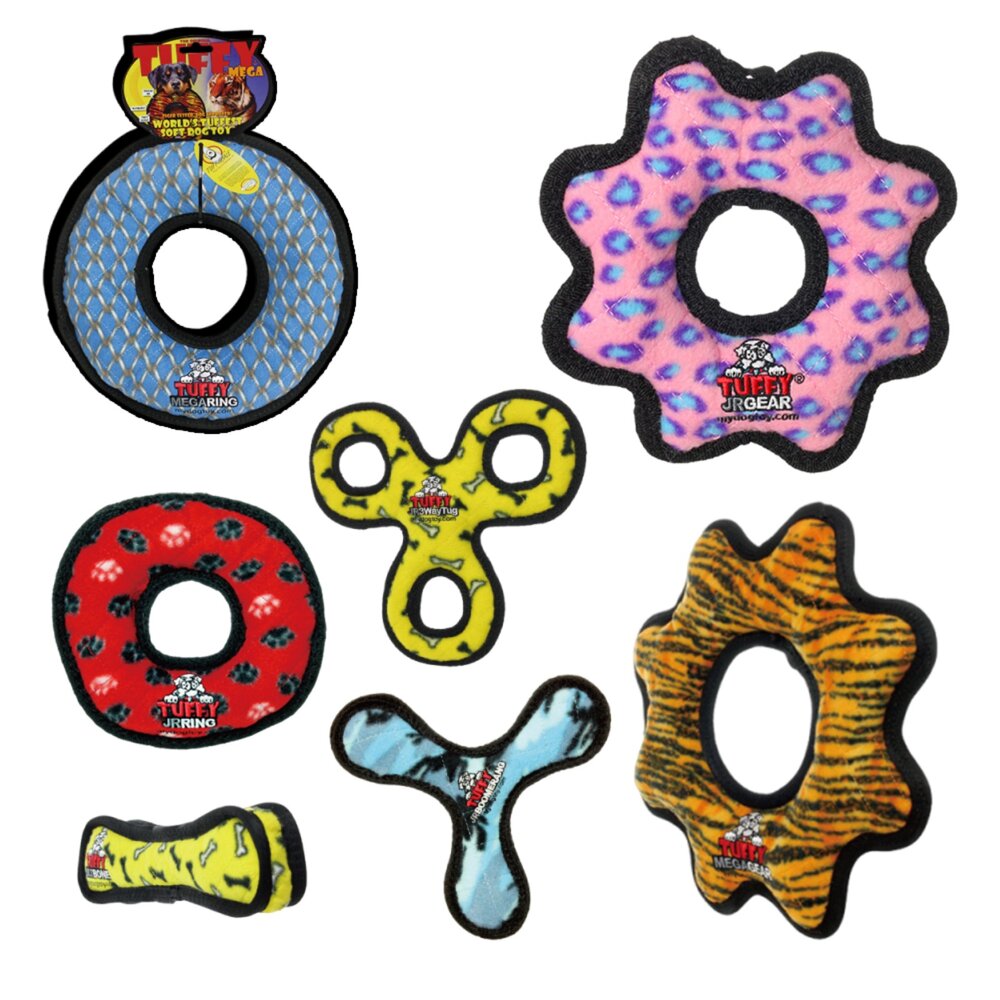 7797075967-美國TUFFY-拉扯耐咬玩具 防水 三角飛盤/三圈飛盤/圈圈/骨頭/三甜甜圈拔河狗玩具毛掌櫃寵物店