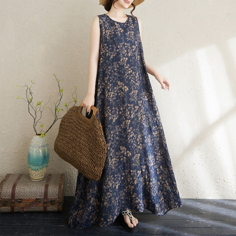 【D7991】 夏日 度假風 印花 洋裝 連身裙 無袖 露肩 吊帶裙 A字裙 韓系 實拍 文藝 封面照片
