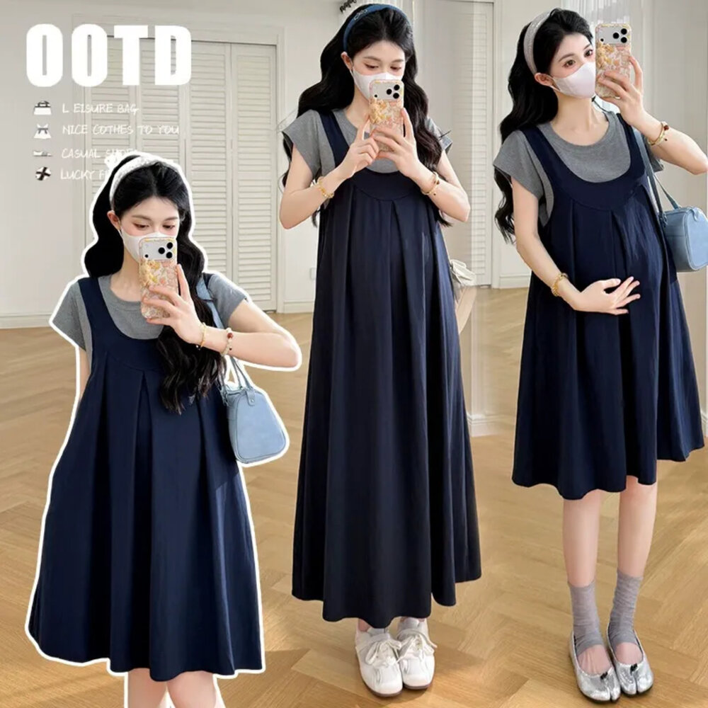 D8146-【D8146】 夏日 背心長裙 無袖 親膚 吊帶裙 孕婦裝 背心裙 背心洋裝 長裙 短裙 任選 不含上衣