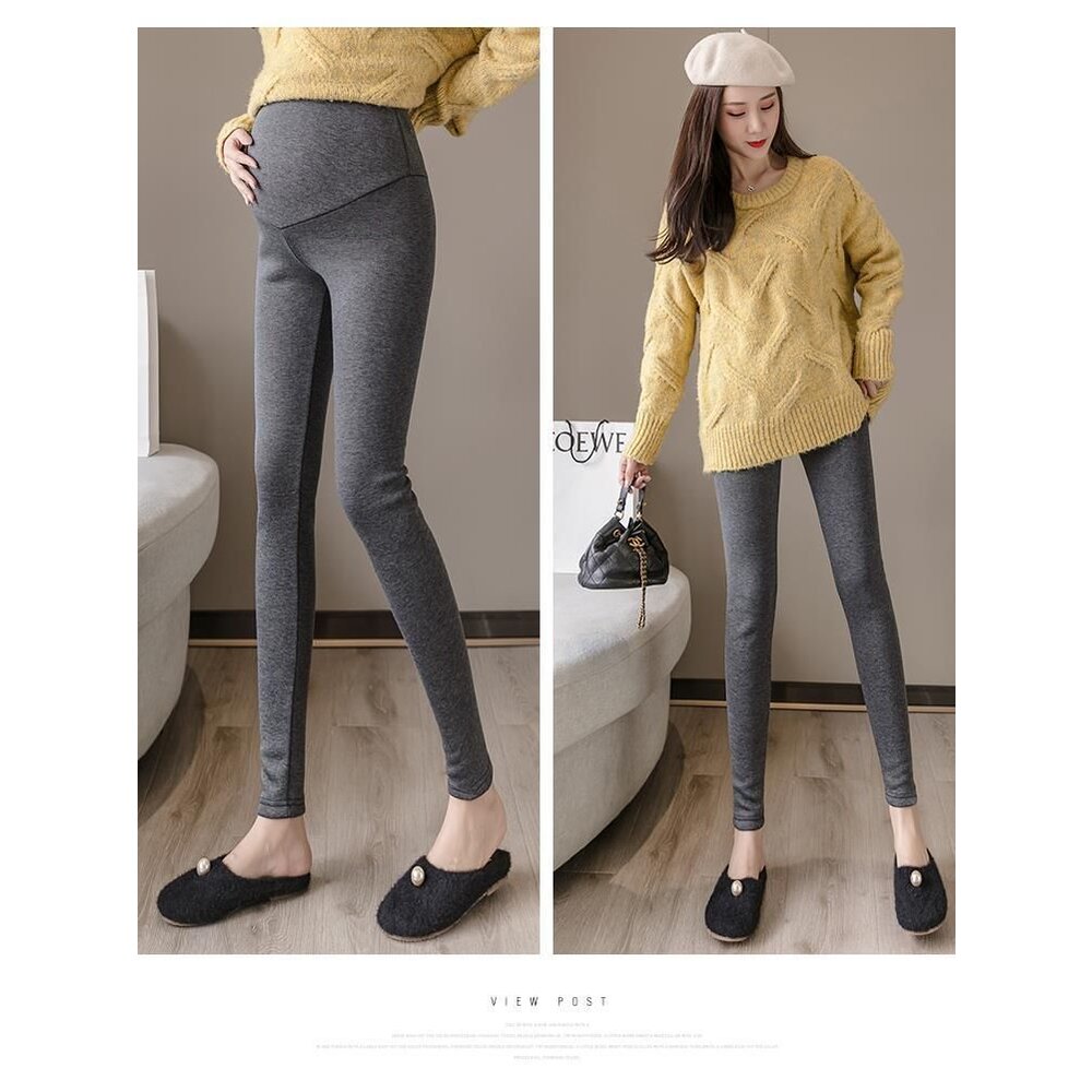 二件組 純色內搭褲 【L0001JA】 時尚媽咪 孕婦裝 九分 孕婦內搭褲 孕婦長褲 可調整 孕婦褲-圖片-1