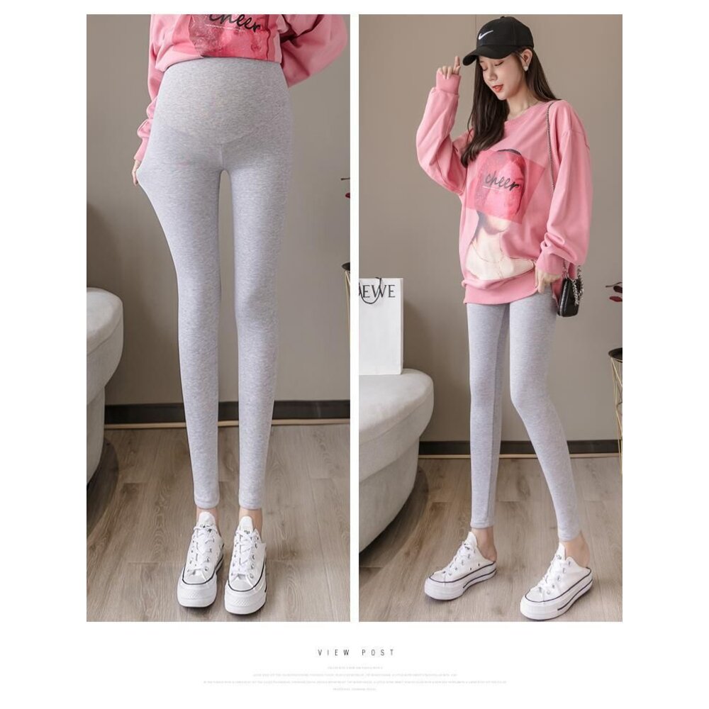 二件組 純色內搭褲 【L0001JA】 時尚媽咪 孕婦裝 九分 孕婦內搭褲 孕婦長褲 可調整 孕婦褲-圖片-2