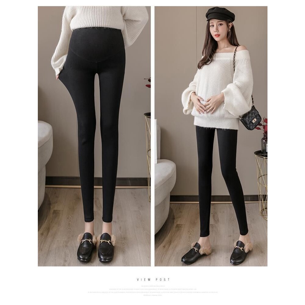 二件組 純色內搭褲 【L0001JA】 時尚媽咪 孕婦裝 九分 孕婦內搭褲 孕婦長褲 可調整 孕婦褲-圖片-3