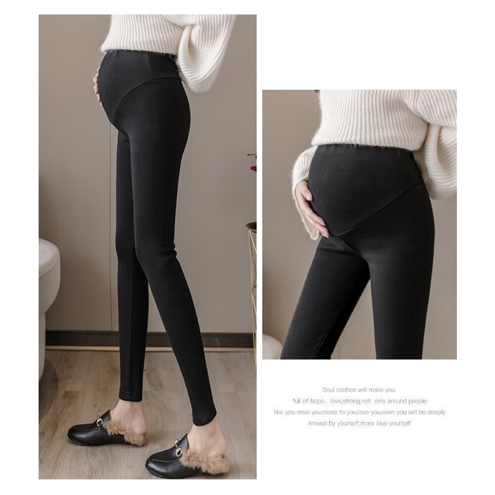 二件組 純色內搭褲 【L0001JA】 時尚媽咪 孕婦裝 九分 孕婦內搭褲 孕婦長褲 可調整 孕婦褲-圖片-4