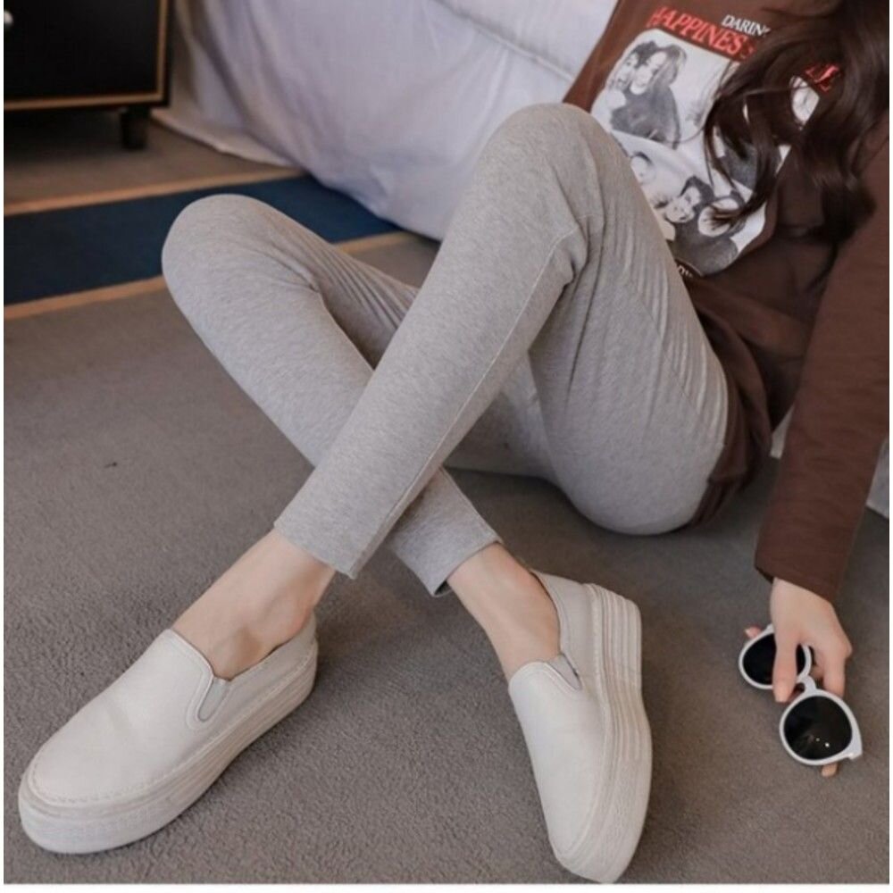 二件組 純色內搭褲 【L0001JA】 時尚媽咪 孕婦裝 九分 孕婦內搭褲 孕婦長褲 可調整 孕婦褲-圖片-7