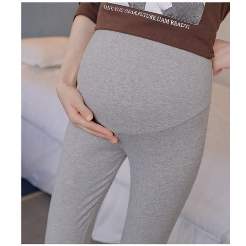 二件組 純色內搭褲 【L0001JA】 時尚媽咪 孕婦裝 九分 孕婦內搭褲 孕婦長褲 可調整 孕婦褲-圖片-9