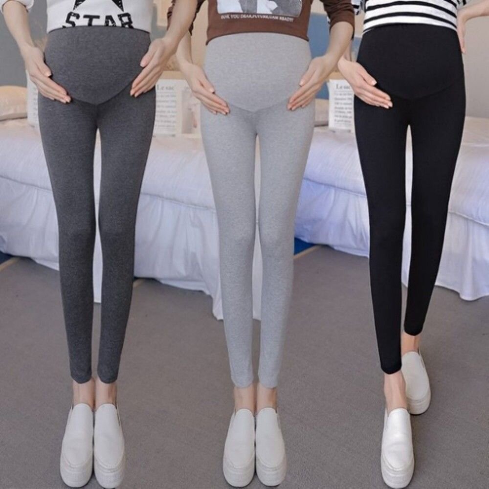 L0001JA-二件組 純色內搭褲 【L0001JA】 時尚媽咪 孕婦裝 九分 孕婦內搭褲 孕婦長褲 可調整 孕婦褲