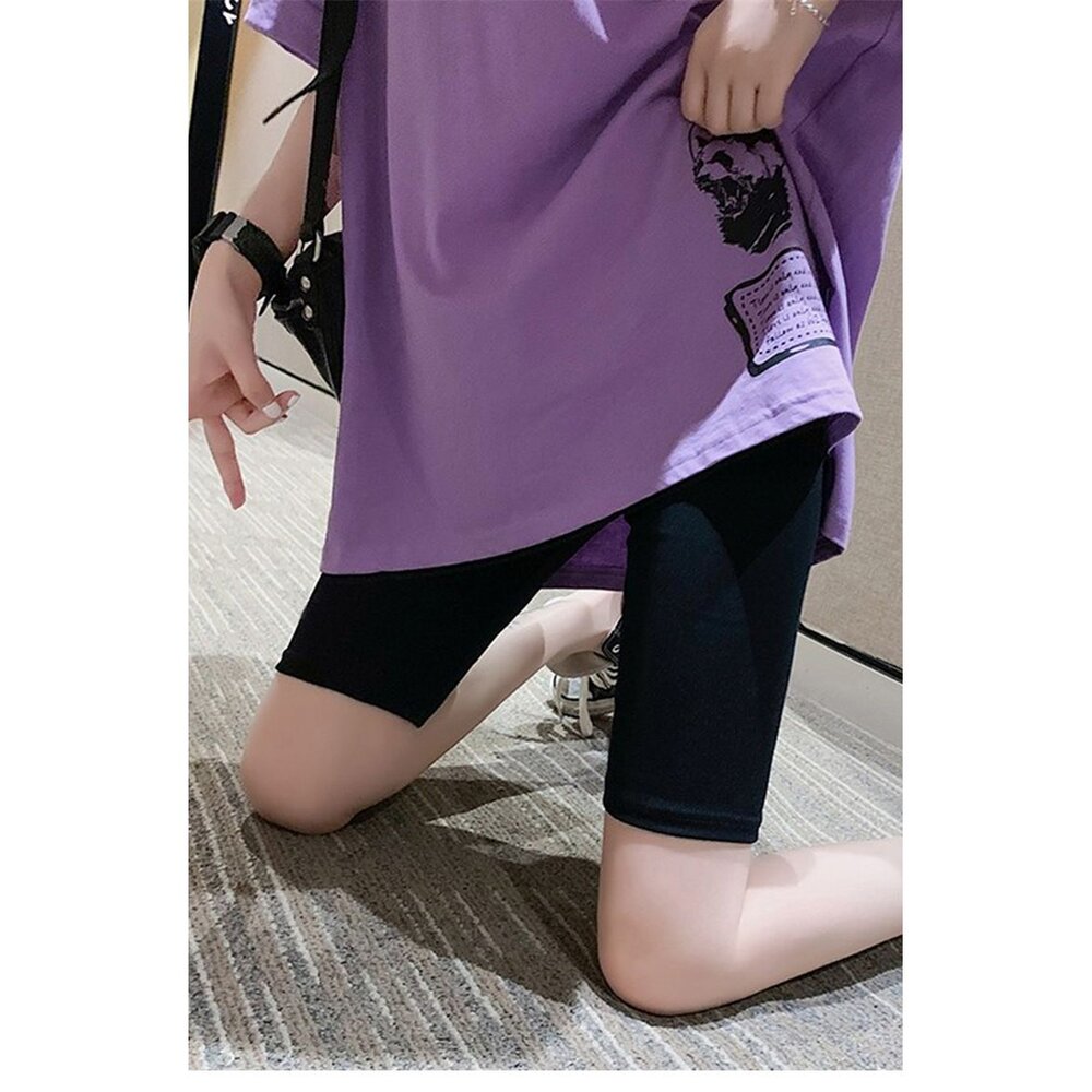 【L2975】 夏日 孕婦 五分 內搭褲 超顯瘦 鯊魚皮 芭比褲 鯊魚 皮褲 孕婦 高腰 托腹褲 瑜珈褲-圖片-5