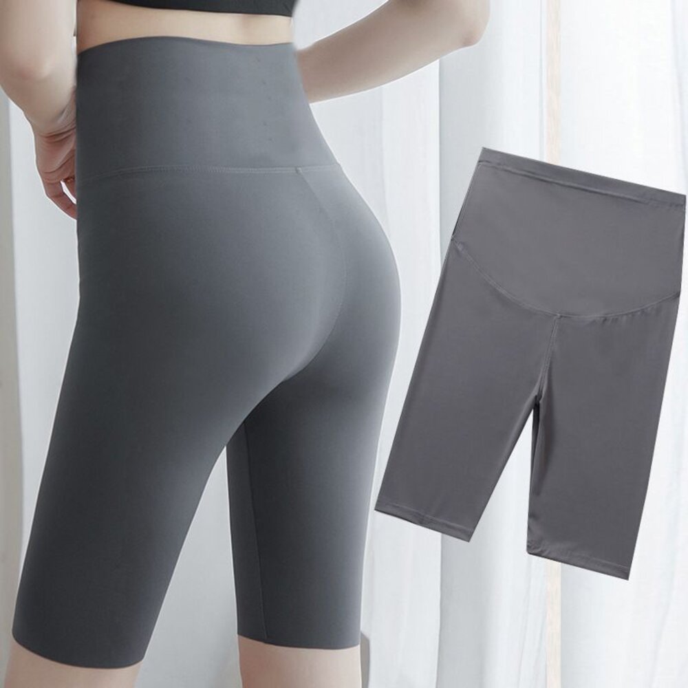 【L2975】 夏日 孕婦 五分 內搭褲 超顯瘦 鯊魚皮 芭比褲 鯊魚 皮褲 孕婦 高腰 托腹褲 瑜珈褲-圖片-8