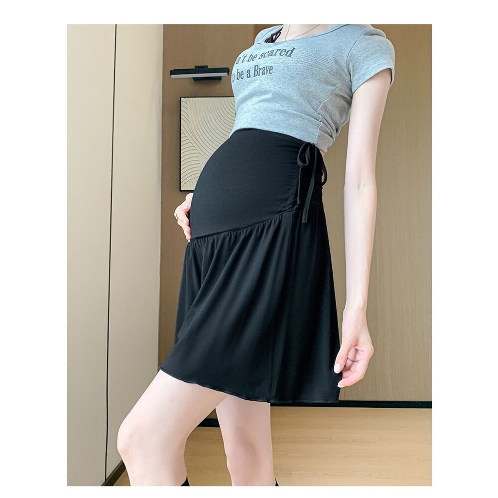 【L3219】 夏日 莫代爾 冰絲涼感纖維 孕婦短褲 薄款 A字 涼爽 托腹褲 高腰 托腹-圖片-8