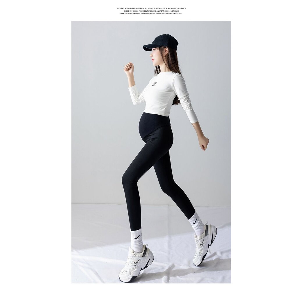 【L6330】 四季 孕婦 九分 超大尺碼 內搭褲 超顯瘦 鯊魚皮 鯊魚 皮褲 孕婦 高腰 托腹褲 可調式腹圍-圖片-10