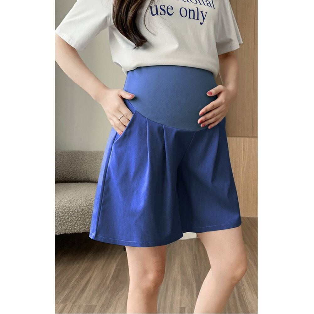 【P0168】 夏日 天絲 牛仔 韓系 托腹短褲 純色 高腰 托腹褲 孕婦短褲 孕婦褲 孕婦-圖片-3