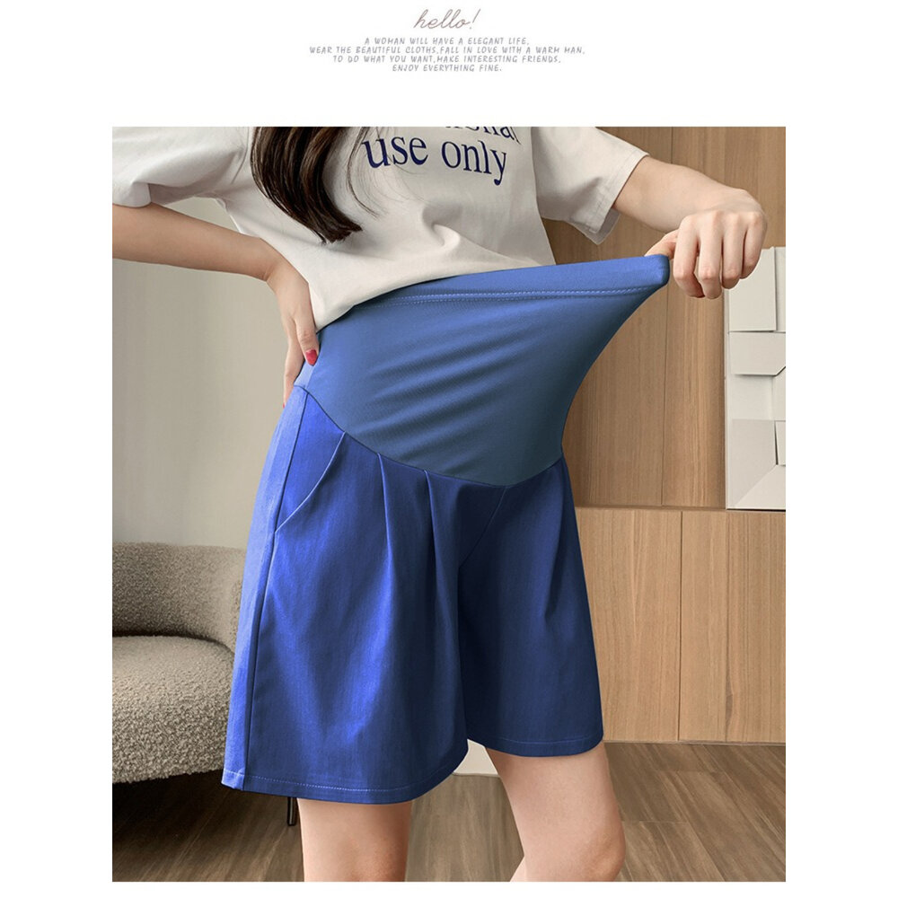 【P0168】 夏日 天絲 牛仔 韓系 托腹短褲 純色 高腰 托腹褲 孕婦短褲 孕婦褲 孕婦-圖片-4