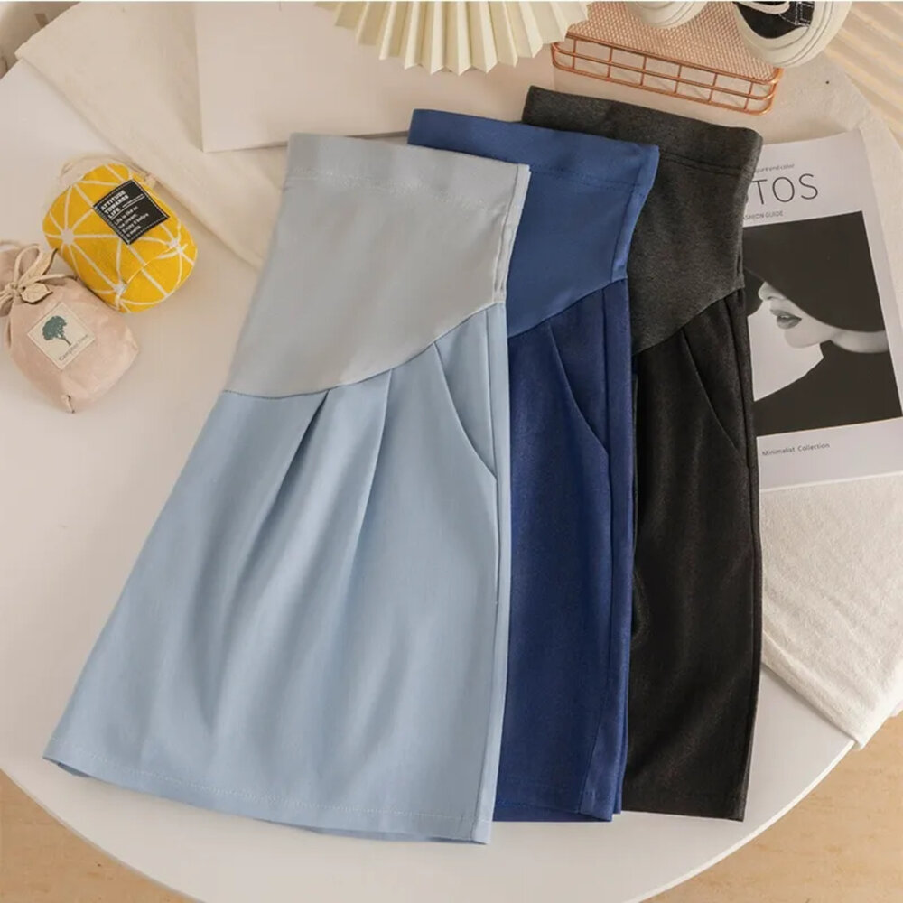 【P0168】 夏日 天絲 牛仔 韓系 托腹短褲 純色 高腰 托腹褲 孕婦短褲 孕婦褲 孕婦-圖片-6