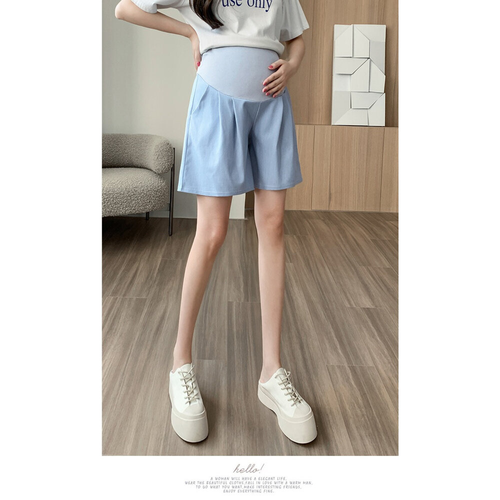 【P0168】 夏日 天絲 牛仔 韓系 托腹短褲 純色 高腰 托腹褲 孕婦短褲 孕婦褲 孕婦-圖片-7