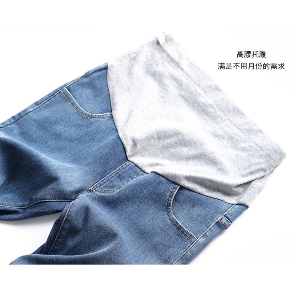 【P0252】雪地 極厚暖 秋冬 孕婦 高腰 加絨 加厚 保暖 孕婦 牛仔 長褲 托腹褲-圖片-2