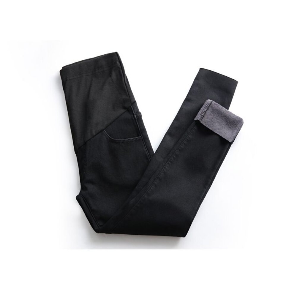 【P0252】雪地 極厚暖 秋冬 孕婦 高腰 加絨 加厚 保暖 孕婦 牛仔 長褲 托腹褲-圖片-7