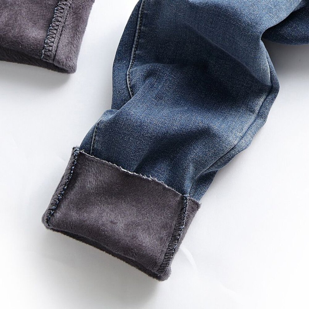 【P0252】雪地 極厚暖 秋冬 孕婦 高腰 加絨 加厚 保暖 孕婦 牛仔 長褲 托腹褲-圖片-8