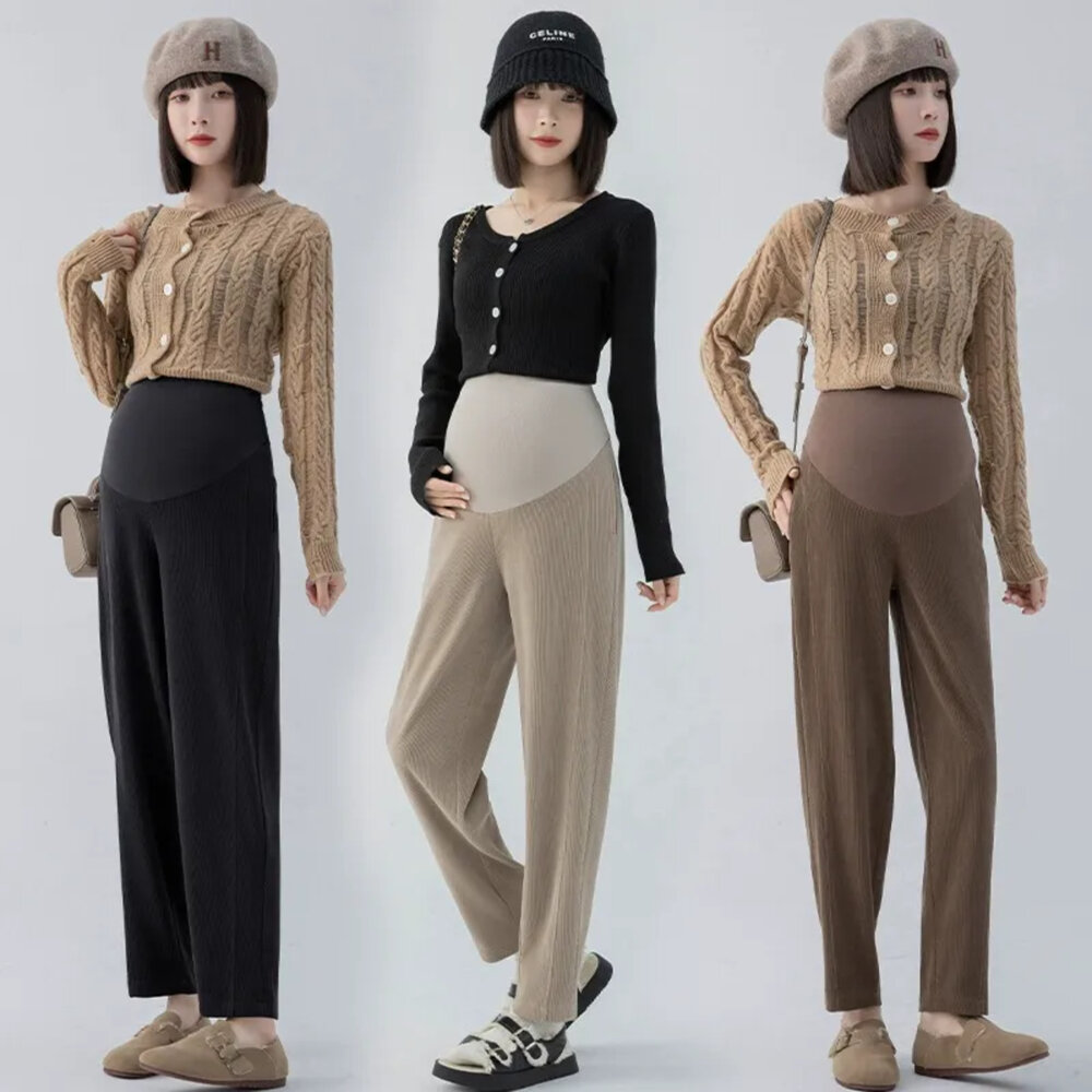 【P1007】秋冬親膚舒適孕婦老爺褲高腰九分褲寬鬆托腹褲韓系哈倫褲