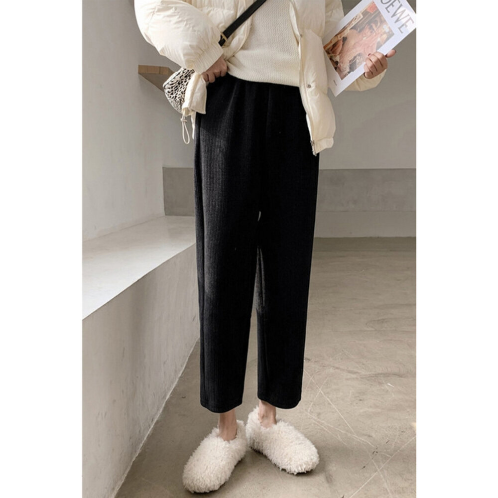 【P1012】 秋冬 雪尼爾 燈芯絨 孕婦 高腰 托腹 九分褲 孕婦長褲 哈倫褲-圖片-2