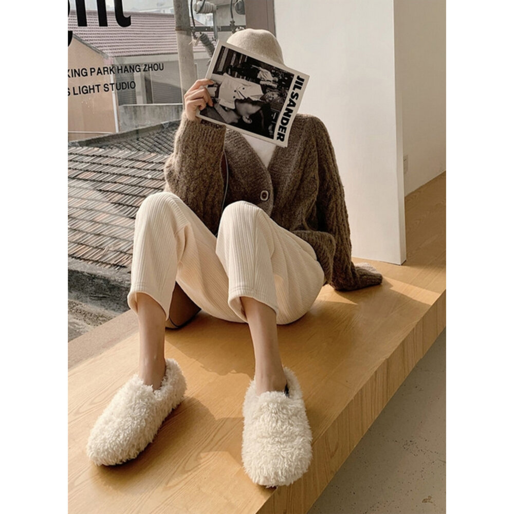 【P1012】 秋冬 雪尼爾 燈芯絨 孕婦 高腰 托腹 九分褲 孕婦長褲 哈倫褲-圖片-3