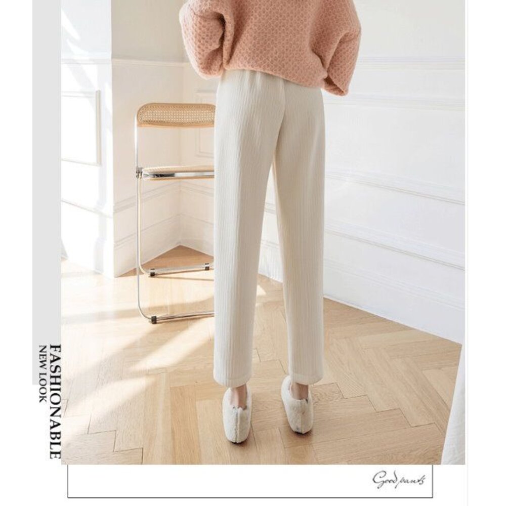 【P1012】 秋冬 雪尼爾 燈芯絨 孕婦 高腰 托腹 九分褲 孕婦長褲 哈倫褲-圖片-6