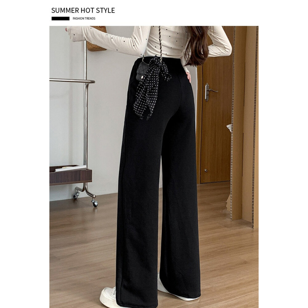 【P1432】 秋冬 挺括垂墜感 保暖 加厚 舒柔 直筒 高腰 寬褲 托腹褲 孕婦 實拍-圖片-6