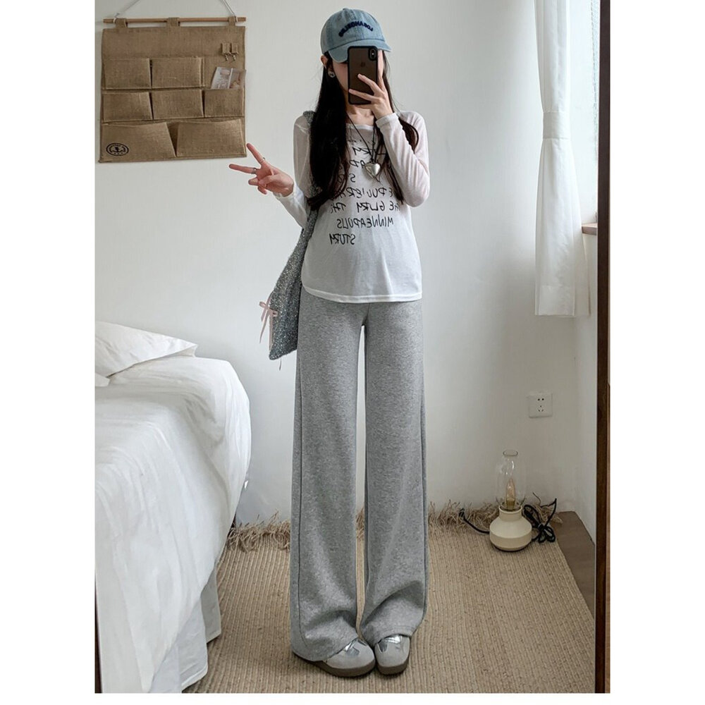 【P1432】 秋冬 挺括垂墜感 保暖 加厚 舒柔 直筒 高腰 寬褲 托腹褲 孕婦 實拍-圖片-9