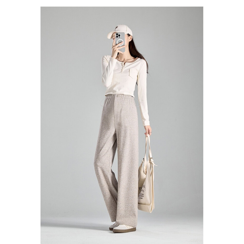 【P1580】 秋冬 直筒褲 孕婦 運動 無托腹 抽繩 寬褲 闊腿褲 孕婦長褲 孕婦褲 高腰-圖片-1