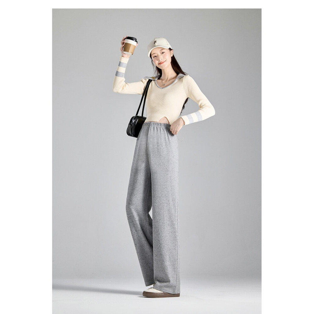 【P1580】 秋冬 直筒褲 孕婦 運動 無托腹 抽繩 寬褲 闊腿褲 孕婦長褲 孕婦褲 高腰-圖片-6