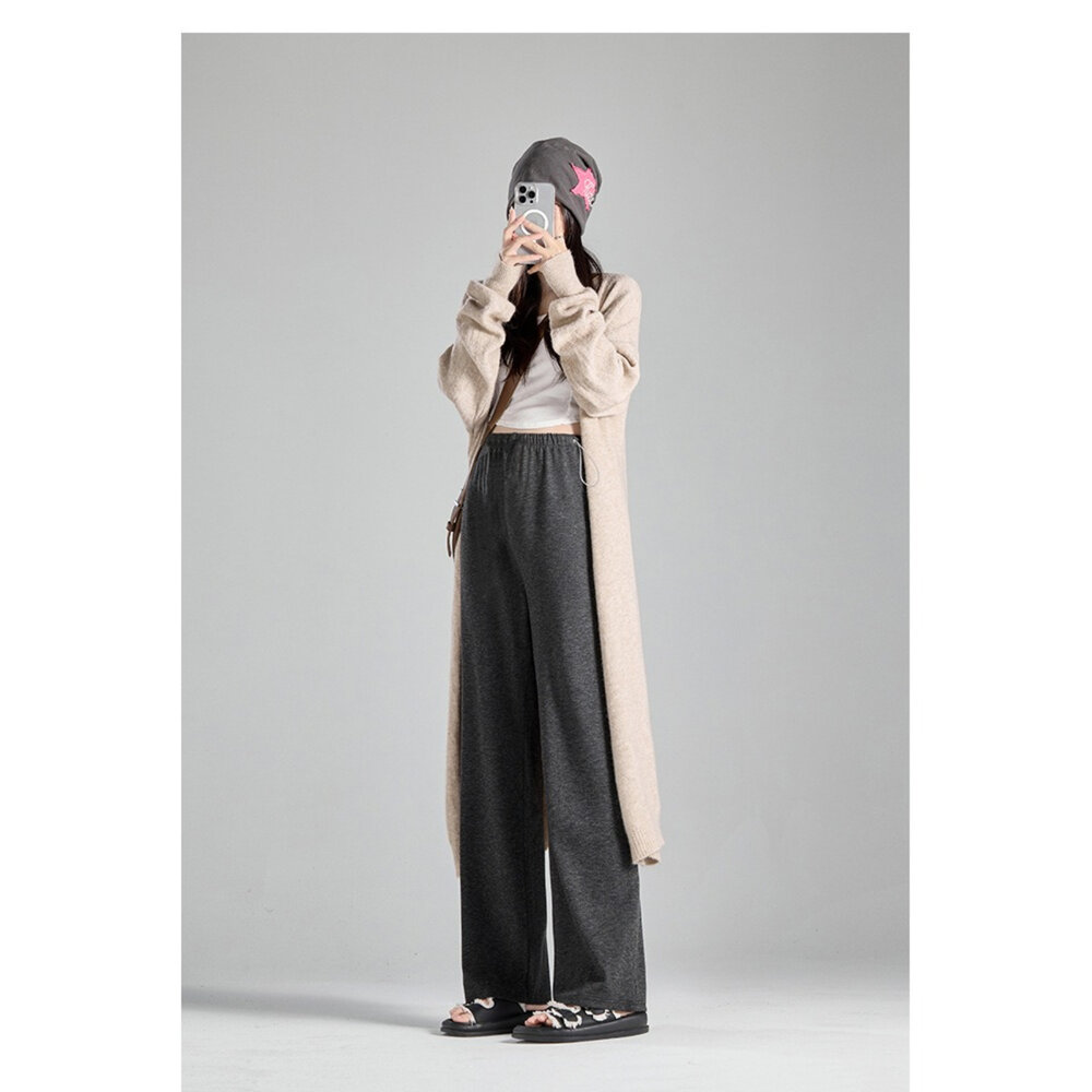 【P1580】 秋冬 直筒褲 孕婦 運動 無托腹 抽繩 寬褲 闊腿褲 孕婦長褲 孕婦褲 高腰-圖片-7