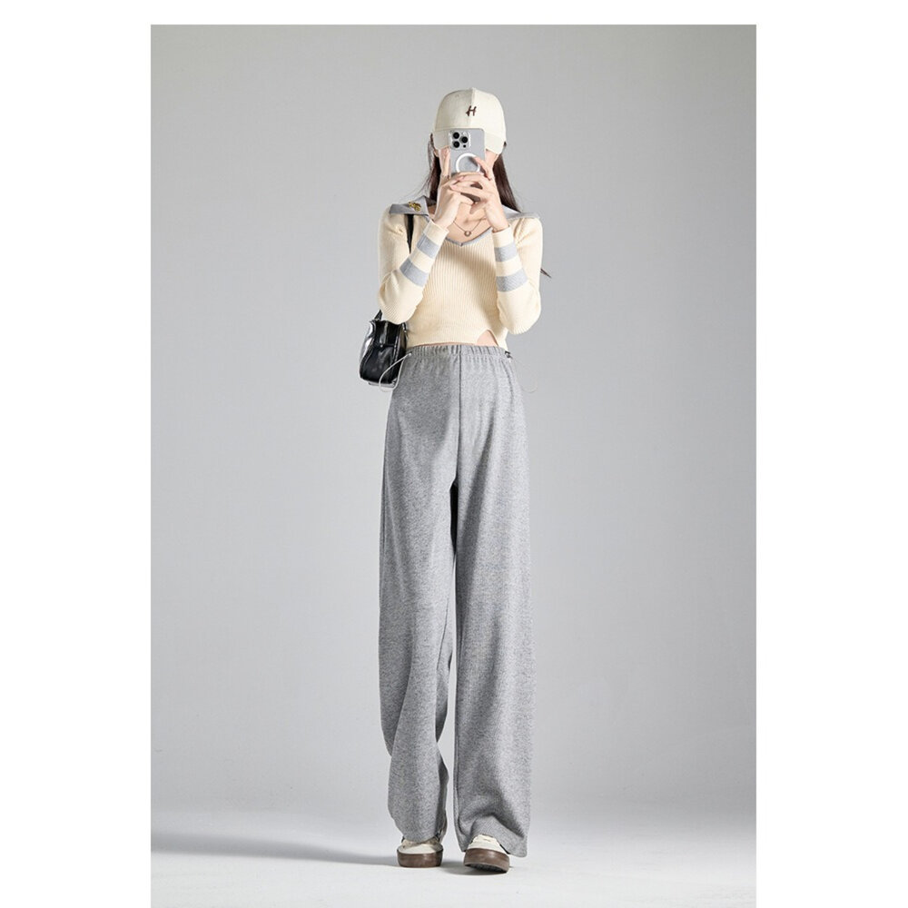 【P1580】 秋冬 直筒褲 孕婦 運動 無托腹 抽繩 寬褲 闊腿褲 孕婦長褲 孕婦褲 高腰-圖片-8