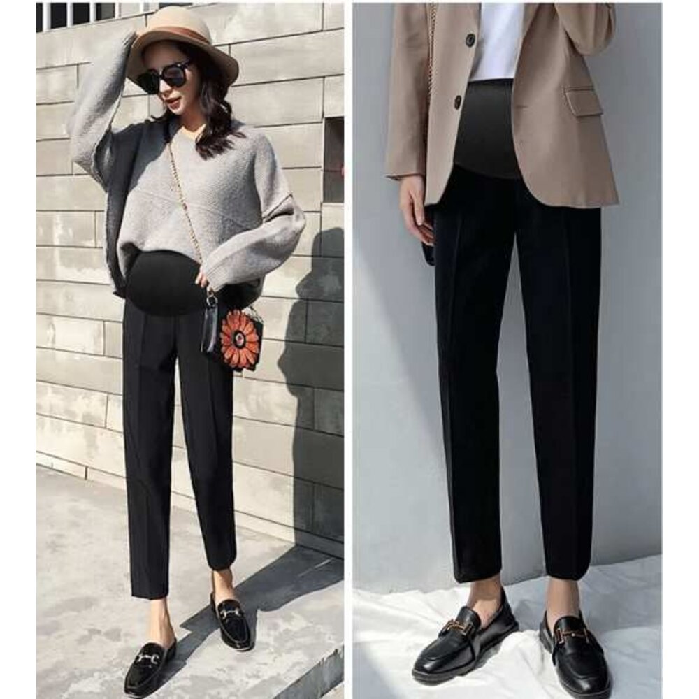 【P1683】 春夏 韓系 微彈 孕婦托腹褲 高腰托腹褲 孕婦 高腰 西裝褲 九分褲 哈倫褲 老爺褲-圖片-11