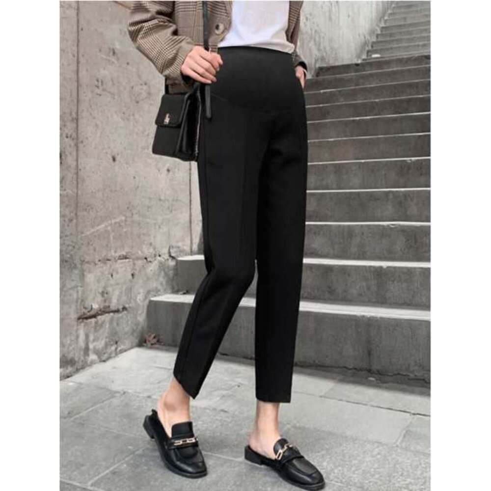 【P1683】 春夏 韓系 微彈 孕婦托腹褲 高腰托腹褲 孕婦 高腰 西裝褲 九分褲 哈倫褲 老爺褲-圖片-7