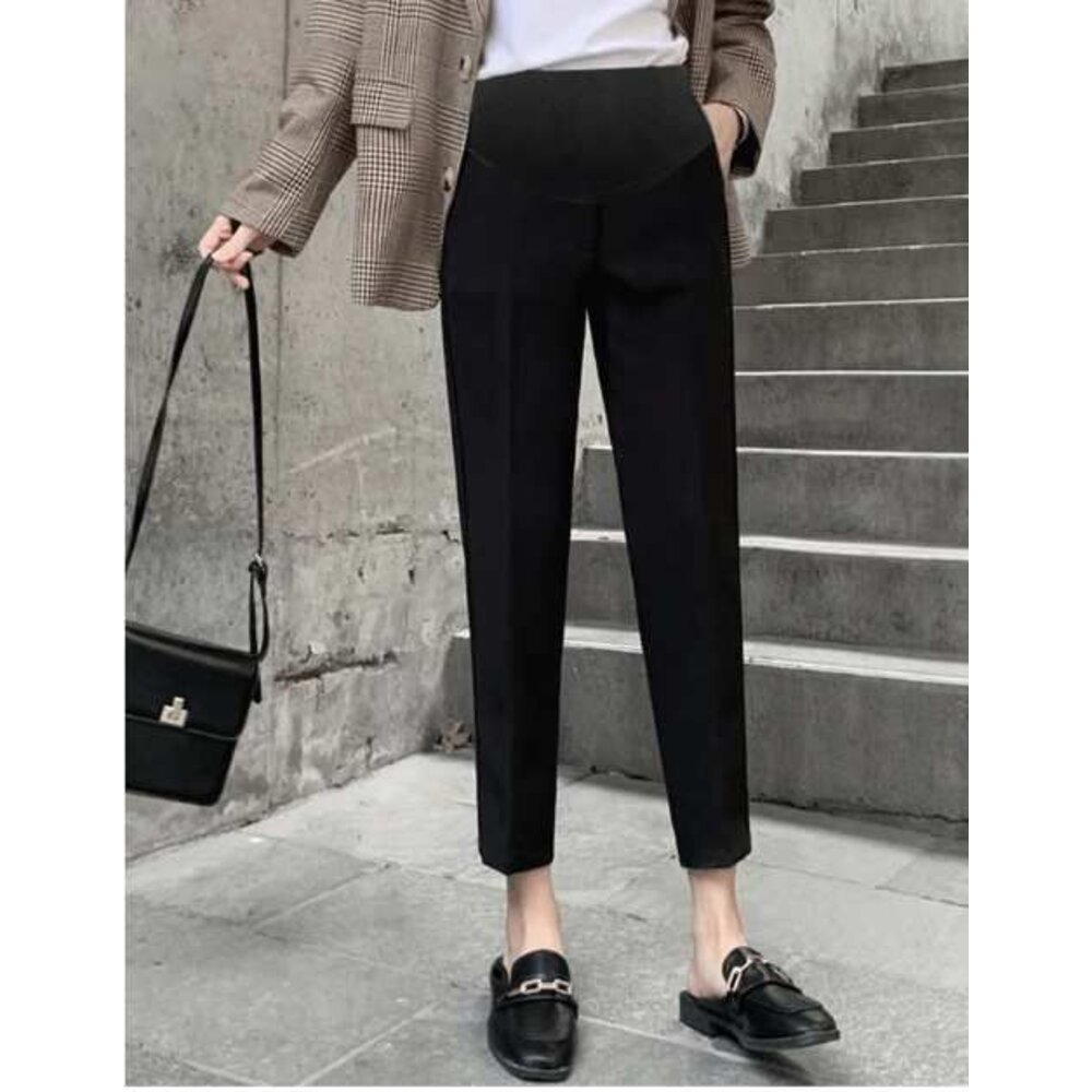 【P1683】 春夏 韓系 微彈 孕婦托腹褲 高腰托腹褲 孕婦 高腰 西裝褲 九分褲 哈倫褲 老爺褲-圖片-8