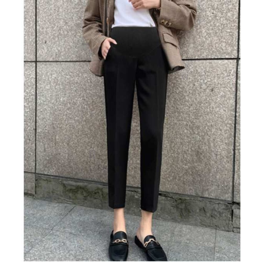 【P1683】 春夏 韓系 微彈 孕婦托腹褲 高腰托腹褲 孕婦 高腰 西裝褲 九分褲 哈倫褲 老爺褲-圖片-9