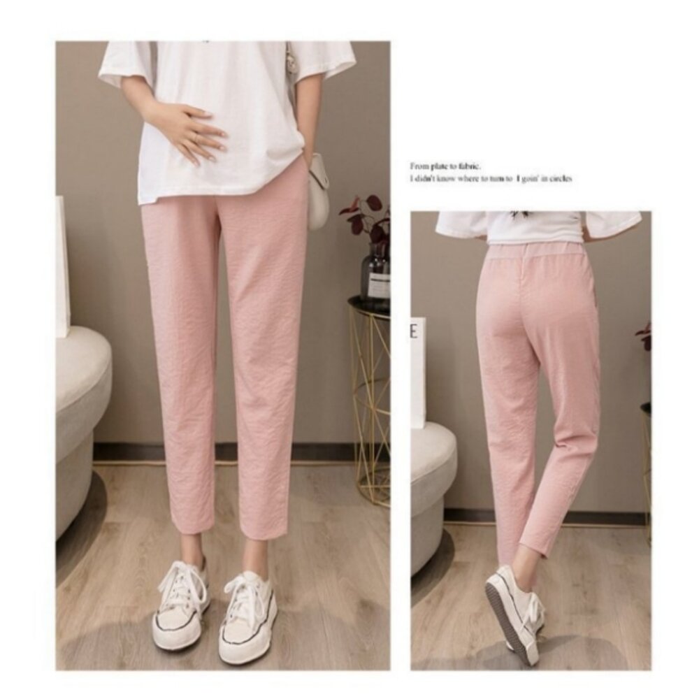 【P1832】 春夏 孕婦高腰托腹褲 薄款 親膚 透氣 九分褲 孕婦褲 孕婦裝-圖片-8