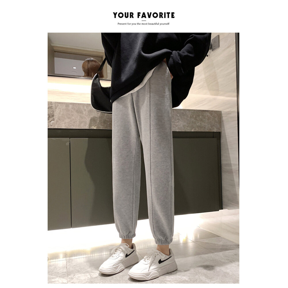 【P2010】 春秋 束口褲 孕婦長褲 運動褲 休閒褲 哈倫褲 托腹褲 縮口褲 孕婦褲 M-XXL-圖片-2