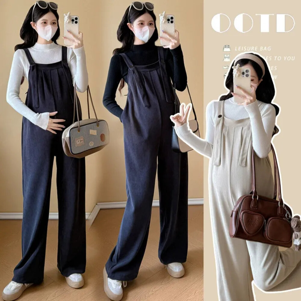  【P2132】 秋冬 休閒 孕婦吊帶褲 背帶褲 孕婦裝 孕婦褲 孕婦長褲 寬褲 不含上衣