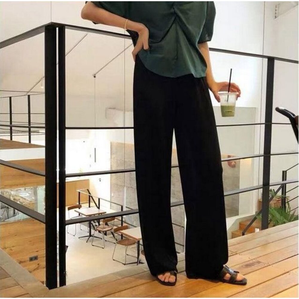 【P2209】 瑜珈褲頭 春夏 韓系 薄款 莫代爾 寬褲 寬鬆 孕婦長褲 孕婦寬褲 高腰 托腹褲 孕婦裝-圖片-8