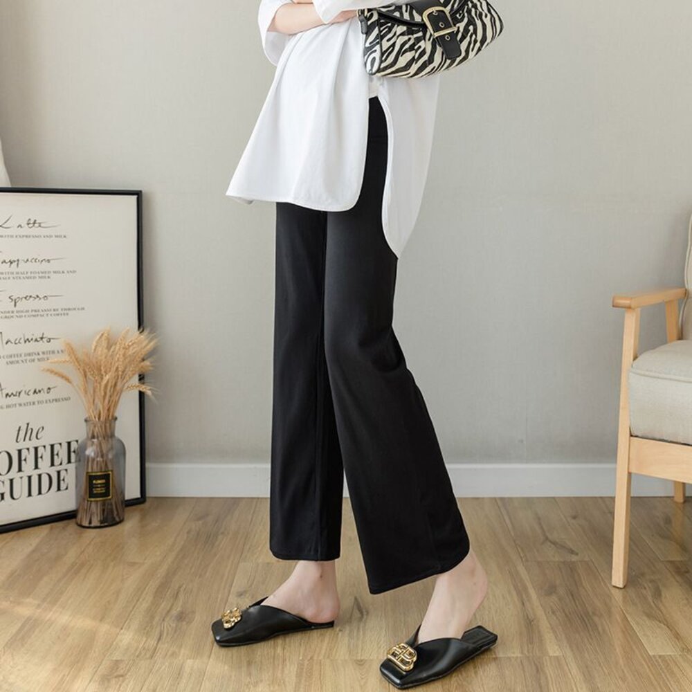 【P2210】 春夏 實拍 莫代爾 親膚 寬褲 高腰 托腹 顯瘦 顯腿長 孕婦寬褲 孕婦長褲-圖片-4