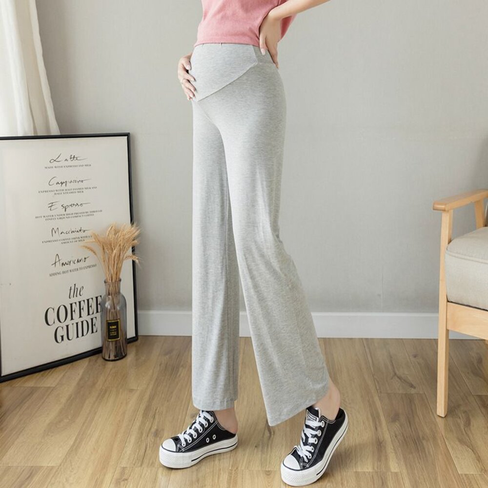 【P2210】 春夏 實拍 莫代爾 親膚 寬褲 高腰 托腹 顯瘦 顯腿長 孕婦寬褲 孕婦長褲-圖片-5