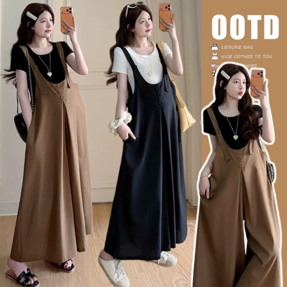 P2489-【P2489】 夏季 寬鬆 托腹褲 孕婦吊帶褲 背帶褲 孕婦裝 孕婦褲 孕婦長褲 不含上衣