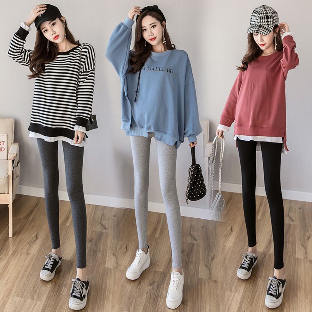 【P3002】 秋冬 加厚 磨毛  交叉 低腰 托腹褲 低腰 彈力 內搭褲 孕婦褲 孕婦裝-圖片-1