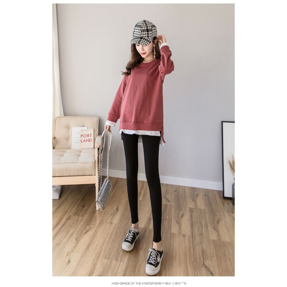 【P3002】 秋冬 加厚 磨毛  交叉 低腰 托腹褲 低腰 彈力 內搭褲 孕婦褲 孕婦裝-圖片-11