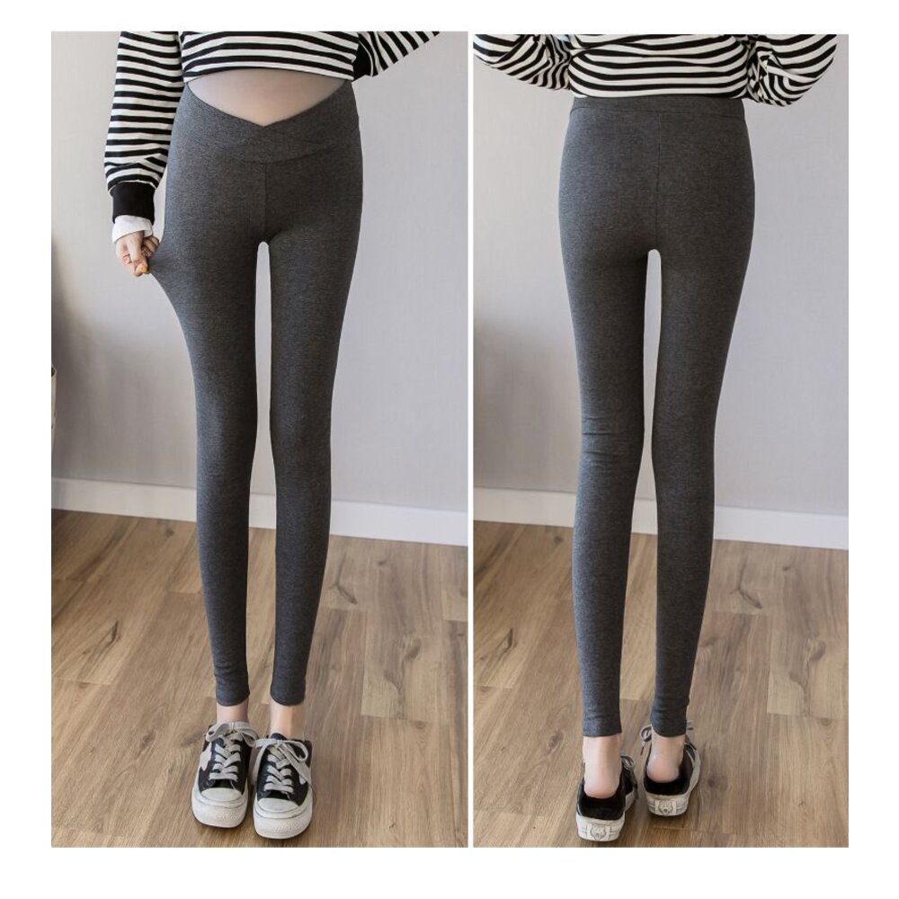 【P3002】 秋冬 加厚 磨毛  交叉 低腰 托腹褲 低腰 彈力 內搭褲 孕婦褲 孕婦裝-圖片-5